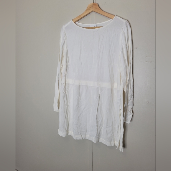 J. Jill Blouse Womens Size Medium Petite White Rayon 3/4 Sleeve - Picture 2 of 9